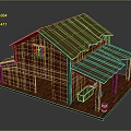Wooden Barn Building With Sloped Roof Porch And Rural Window Design Elements