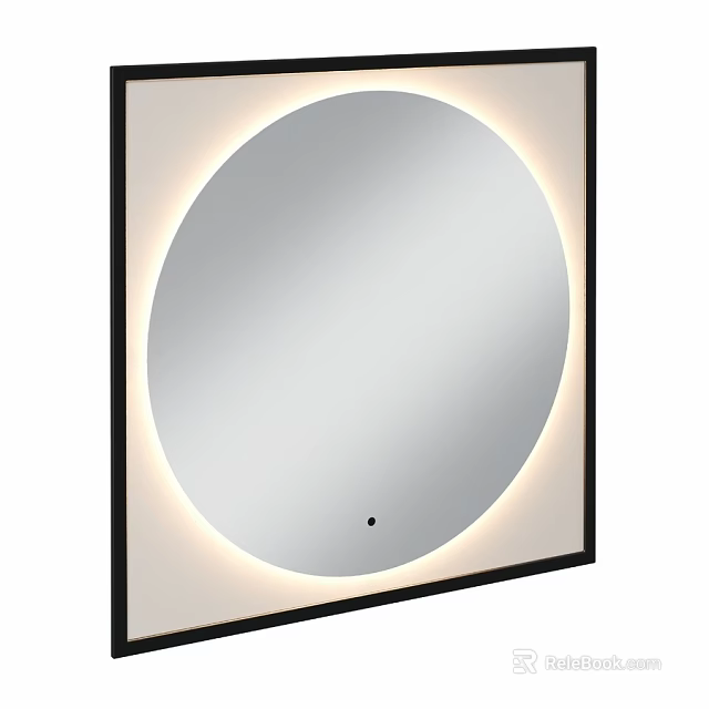 Modern Round Illuminated Mirror with LED Light and Sleek Frame Design 3d model 