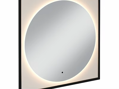 Modern Round Illuminated Mirror with LED Light and Sleek Frame Design 3d model