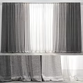 Gray Textured Curtains With White Sheer Panels For Living Room Windows