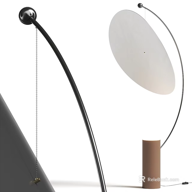 Modern Arc Design Floor Lamp With White Shade And Brown Base For Contemporary Spaces 3d model 
