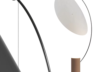 Modern Arc Design Floor Lamp With White Shade And Brown Base For Contemporary Spaces 3d model