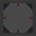 Gray Cube With Intricate Geometric Patterns And Red Corner Accents Design