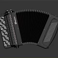 Black Concertina Accordion With White Keys Bellows And Decorative Patterns For Household Use