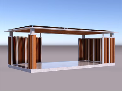 Modern Pergola Design With Wooden Columns Flat Roof And Marble Floor 3d model