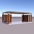 Modern Pergola Design With Wooden Columns Flat Roof And Marble Floor