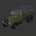 Vintage Green Classic Truck With Open Cargo Bed And Metal Railings