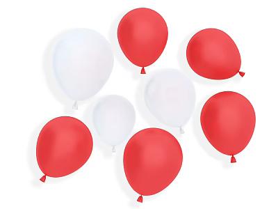 Red And White Latex Balloons Decorative Party Supplies For Birthday And Holiday Celebrations 3d model