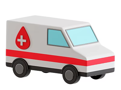 Ambulance Functional Vehicle With White Body Red Cross Red Stripe And Windows 3d model