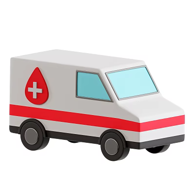 Ambulance Functional Vehicle With White Body Red Cross Red Stripe And Windows 3d model