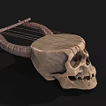 Creative Decorative Skull Shaped Household Decor Item With Strings And Bone Like Texture