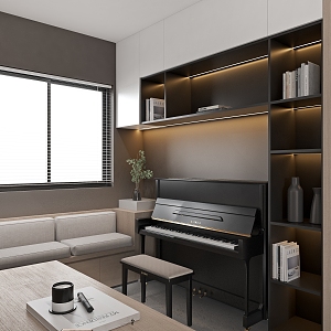 Modern Piano Room 3d model