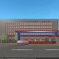 Modern Fire Station Building With Red Accents And Fire Truck Parking Area 3d model