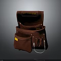 STANLEY Red Leather Workwear Tool Pouch With Multiple Pockets And Hook 3d model