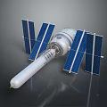 Advanced Satellite Equipment With Blue Solar Panels And White Cylindrical Body