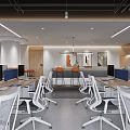 Modern Public Office Interior Design With Open Layout Wooden Desks Computers And Ergonomic Chairs