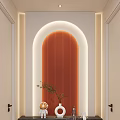 Cream Simple Style Arc Light Strip Grille Corridor End View Entrance 3d model