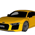 Sleek Yellow Audi Sports Car With Two Door Design And Sporty Alloy Wheels