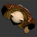 Cat Face Character Wearing Leopard Print Jacket White T-shirt And Dark Pants