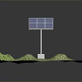 Computer Rendered 3D Solar Panel Model On Green Grass Surface