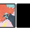 Apple iPad Front And Back View With Colorful Screen Display And Gray Body