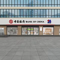 Bank of China Modern Building With Glass Facade And Storefront Entrance In Urban Square