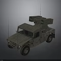 Tactical Military Hummer Vehicle With Roof Mounted Communication Equipment And Antennas