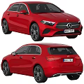 Red Mercedes Benz Car Front And Rear Views
