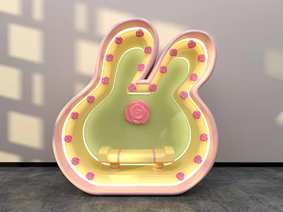 Modern Meichen Rabbit Photo Area Interactive Area Exhibition Area Commercial Meichen Window Display 3d model