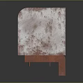 Rusted Electronic Appliance With Circular Fan Grille Striped Heat Dissipation Grille Rectangular Design Bottom Supports