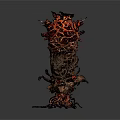 Monstrous Creature With Fiery Lava Texture Spiked Tentacles And Dark Red Form