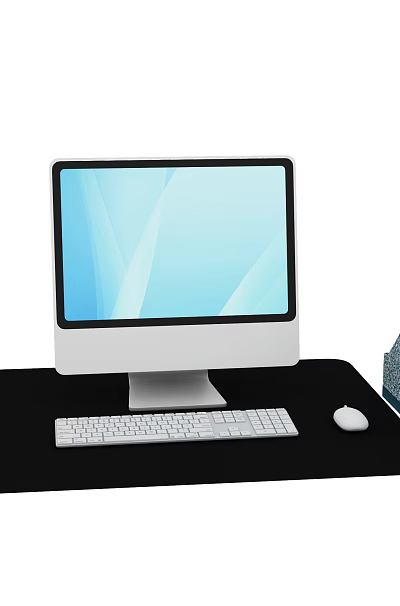 Desktop Computer Setup With Monitor Keyboard Mouse And Mouse Pad File Organizer 3d model