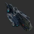 Futuristic Spaceship 3D Model With Mechanical Structure And Blue Engine Lights 3d model