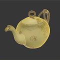 White Ceramic Teapot With Floral Design Snail Pattern And Wooden Handle For Daily Use