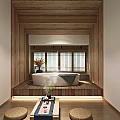 Traditional Hotel Guest Room Interior With Wooden Beams Lantern Light Comfortable Bed And Wooden Floor