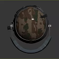 Camouflage Military Helmet With Metal Straps And Green Protective Face Shield