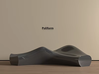 Poliform Curved Wave Shaped Sofa In Modern Interior With Light Wall And Wooden Floor 3d model