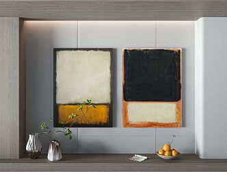 Quiet abstract painting decorative combination painting 3d model