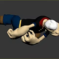 Popeye the Sailor Man Flexing Muscular Arms With White Cap Black Shirt Blue Pants And Tattoos