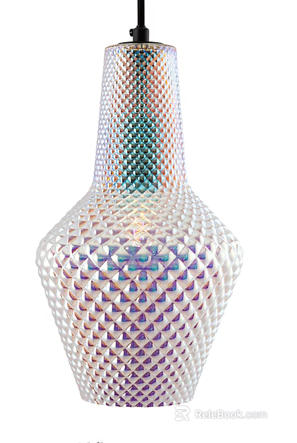 Modern Artistic Chandelier With Intricate Mesh Structure And Colorful Geometric Patterns 3d model 