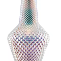 Modern Artistic Chandelier With Intricate Mesh Structure And Colorful Geometric Patterns