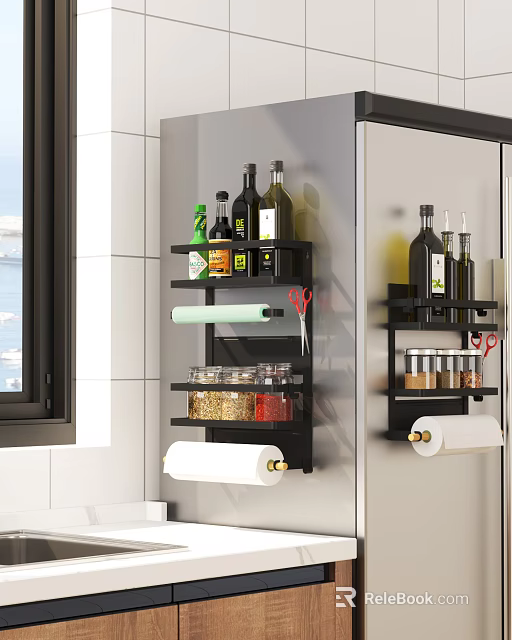Wall Mounted Bathroom Cabinet Rack With Multiple Shelves For Bottles Jars And Paper Towels 3d model 