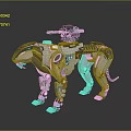 Futuristic Mechanical Dog Creature With Blue Accents And Back Mounted Device