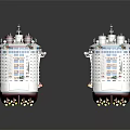 Two Detailed Cruise Ship Models With Colorful Decks And Structures