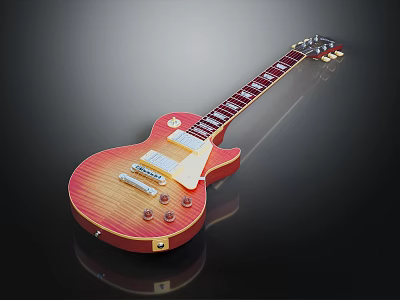 Red Sunburst Electric Guitar With Mahogany Body Rosewood Neck And Dual Humbuckers 3d model