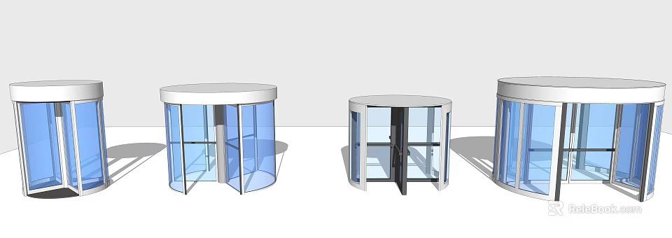Revolving Doors Glass And Metal Modern Commercial Entrance Design With Automatic System 3d model 