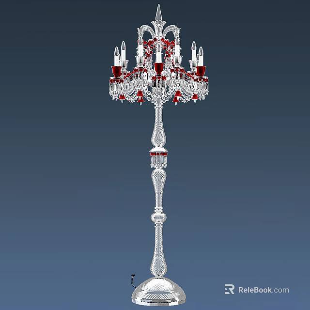 Gorgeous Crystal Floor Lamp With Red Accents And Elegant Design Elements 3d model 