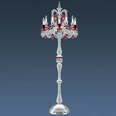 Gorgeous Crystal Floor Lamp With Red Accents And Elegant Design Elements 3d model