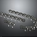 Silver Reflective Automotive Metal Chain Parts with Link Structure on Dark Background
