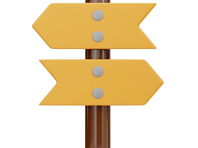 Stylish Decorative Ornament Set With Yellow Arrow Shaped Signs Gray Dots And Brown Pole 3d model